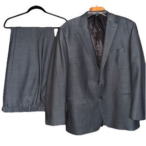 Mens Ralph Lauren Charcoal Gray Plaid Wool 2-Piece Suit 42W/32L